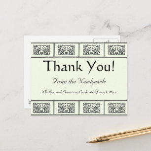 Art Deco Flowers Border Hartelijk dank Briefkaart