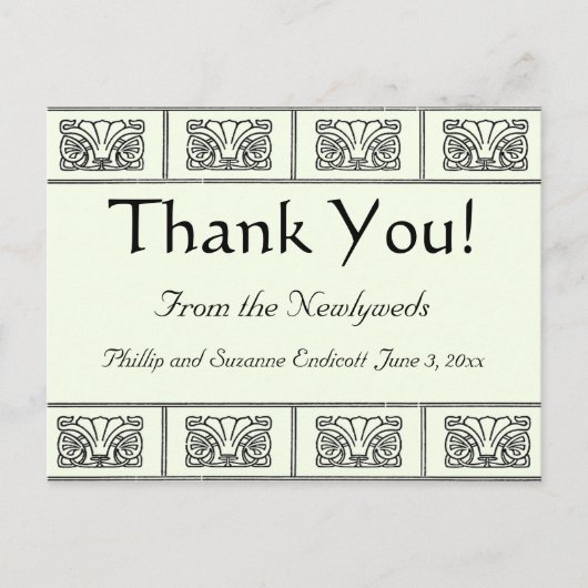  Art Deco Flowers Border Hartelijk dank Briefkaart (Voorkant)