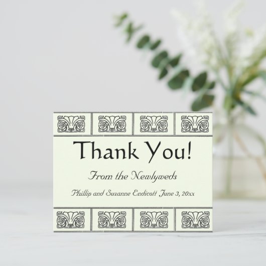  Art Deco Flowers Border Hartelijk dank Briefkaart (Staand voorkant)