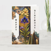 Art Deco Flowers Illustration Birthday Kaart (Voorkant)