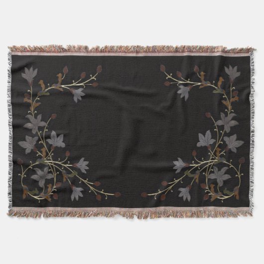 Art Deco Flowers On Black Deken (Voorkant)