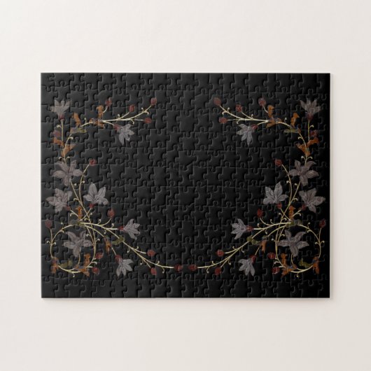 Art Deco Flowers On Black Legpuzzel (Horizontaal)