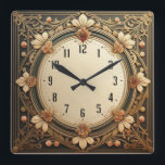 Art Deco Flowers Vierkante Klok<br><div class="desc">Geweldig klokontwerp. Je zult het leuk vinden als anderen. U kunt dit ontwerp vrij gebruiken voor andere producten die u wilt of om jouw tekst aan te passen en toe te voegen. Volg me voor meer. Met vriendelijke groet. Een leuke dag.</div>