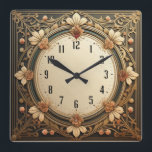 Art Deco Flowers Vierkante Klok<br><div class="desc">Geweldig klokontwerp. Je zult het leuk vinden als anderen. U kunt dit ontwerp vrij gebruiken voor andere producten die u wilt of om jouw tekst aan te passen en toe te voegen. Volg me voor meer. Met vriendelijke groet. Een leuke dag.</div>