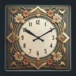 Art Deco Flowers Vierkante Klok<br><div class="desc">Geweldig klokontwerp. Je zult het leuk vinden als anderen. U kunt dit ontwerp vrij gebruiken voor andere producten die u wilt of om jouw tekst aan te passen en toe te voegen. Volg me voor meer. Met vriendelijke groet. Een leuke dag.</div>