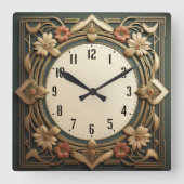 Art Deco Flowers Vierkante Klok (Voorkant)