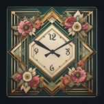 Art Deco Flowers Vierkante Klok<br><div class="desc">Geweldig klokontwerp. Je zult het leuk vinden als anderen. U kunt dit ontwerp vrij gebruiken voor andere producten die u wilt of om jouw tekst aan te passen en toe te voegen. Volg me voor meer. Met vriendelijke groet. Een leuke dag.</div>