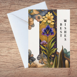 Art Deco Flowers Wedding Gefeliciteerd Kaart