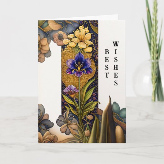 Art Deco Flowers Wedding Gefeliciteerd Kaart (Voorkant)