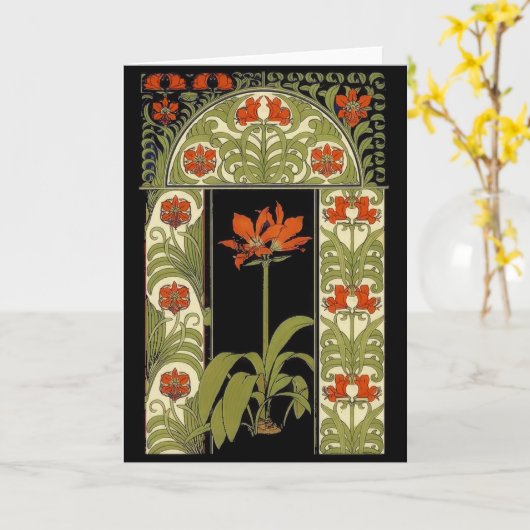 Art Deco Flowers Wenskaart Kaart (Gele Bloem)