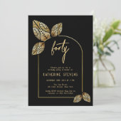 Art Deco Foliage Gold Boho Botanical 40e verjaarda Kaart (Staand voorkant)