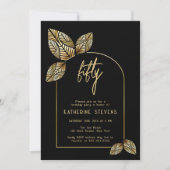 Art Deco Foliage Gold Boho Botanical 50ste verjaar Kaart (Voorkant)