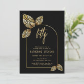Art Deco Foliage Gold Boho Botanical 50ste verjaar Kaart (Staand voorkant)