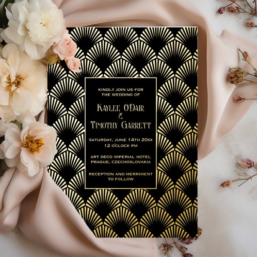 Art Deco Folie Bruiloft/Jubileum/Feestuitnodiging Folie Feestdagenkaart