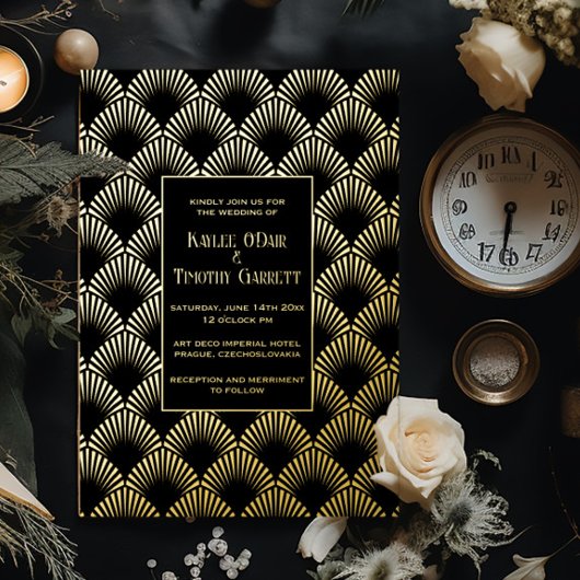 Art Deco Folie Bruiloft/Jubileum/Feestuitnodiging Folie Feestdagenkaart