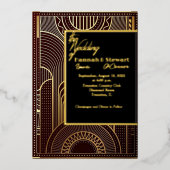 art deco folie trouwkaart uitnodiging (Voorkant)