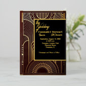 art deco folie trouwkaart uitnodiging (Staand Voorkant)
