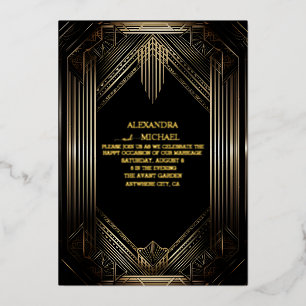 Art Deco Folie-uitnodiging Folie Uitnodiging
