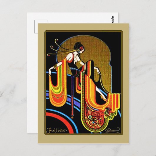 Art Deco "Follies" Briefkaart (Voorkant / Achterkant)