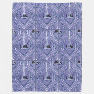 Art Deco fontein in blauw Fleece Deken
