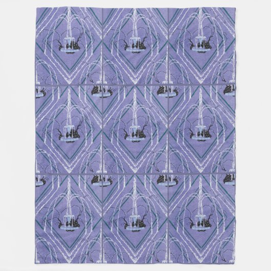 Art Deco fontein in blauw Fleece Deken (Voorkant)