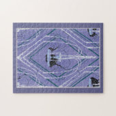 Art Deco fontein in blauw Legpuzzel (Horizontaal)