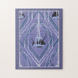 Art Deco fontein in blauw Legpuzzel