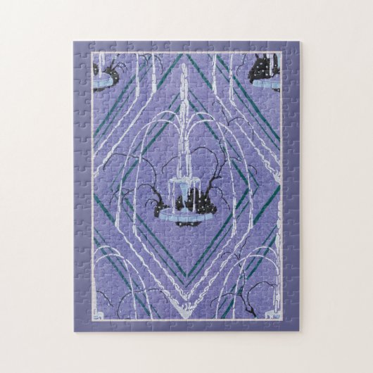 Art Deco fontein in blauw Legpuzzel (Verticaal)
