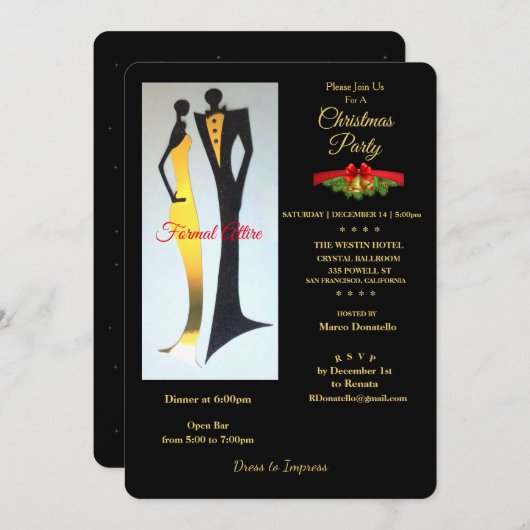 Art Deco formele kledij kerstfeest uitnodiging (Voorkant / Achterkant)