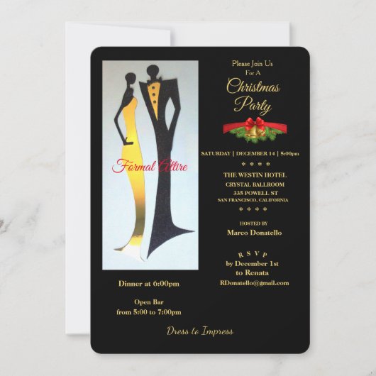 Art Deco formele kledij kerstfeest uitnodiging (Voorkant)