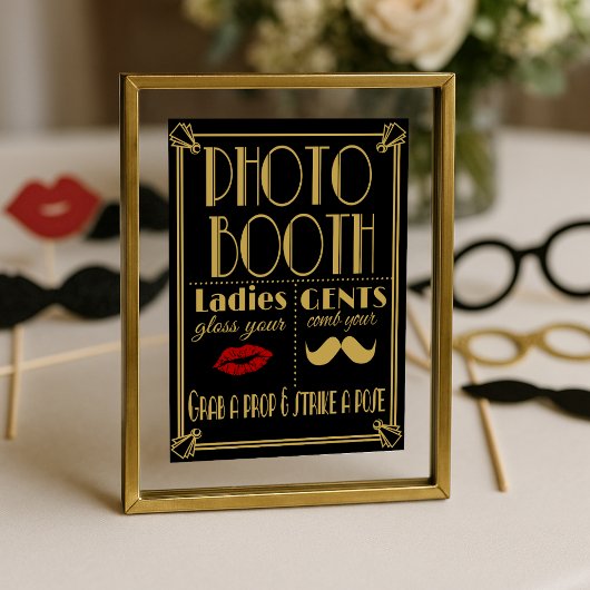 Art Deco FOTO BOOTH print zwart en goud