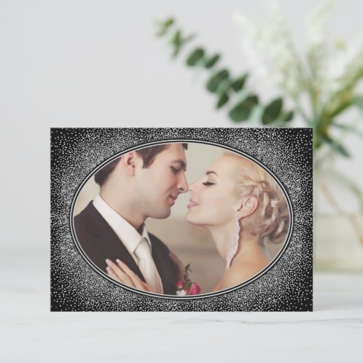 Art Deco Foto Bruiloft Dank u Kaarten (Staand voorkant)