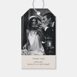 Art Deco Foto Dank Je Ivory Zwart Bruiloft Cadeaulabel