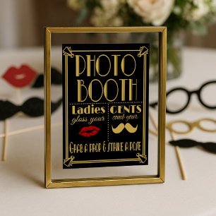 Art Deco fotohokje bord – Zwart & Goud Feestje Poster
