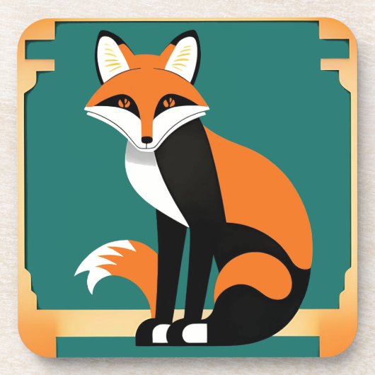 Art Deco Fox Onderzetter Set (Voorkant)