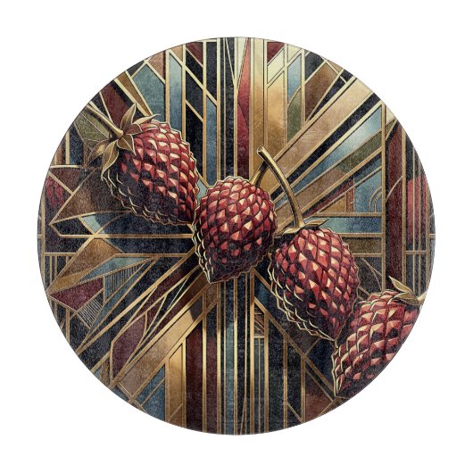 Art Deco Framboos Geometrisch Goud Snijplank (Voorkant)