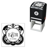 Art Deco Frame Ampersand Koppel 2 Initiaal Monogra Zelfinktende Stempel (In situ)