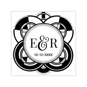 Art Deco Frame Ampersand Koppel 2 Initiaal Monogra Zelfinktende Stempel