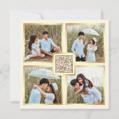 Art Deco Frame Crème Goud QR Code Trouwen Save The Date (Achterkant)