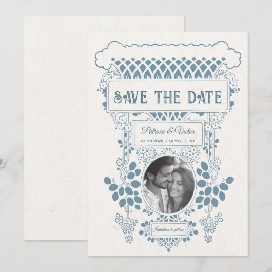 Art Deco Frame save the Date (Voorkant / Achterkant)