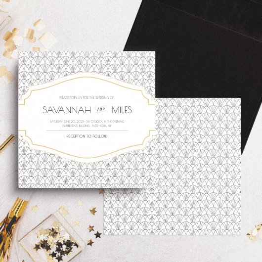 Art Deco Frame Vierkante Trouw Uitnodiging