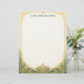 Art Deco Frame with Lotus Stationery Paper Briefhoofd (Staand voorkant)
