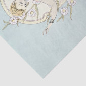 Art Deco Franse Dame Daisy Arch Blauw Decoupage Ar Tissuepapier (Detail)