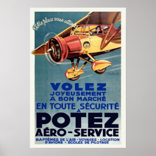  Art Deco Franse vliegschool Poster