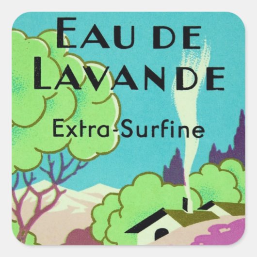 Art Deco French Lavender Boerderij Vierkante Sticker (Voorkant)