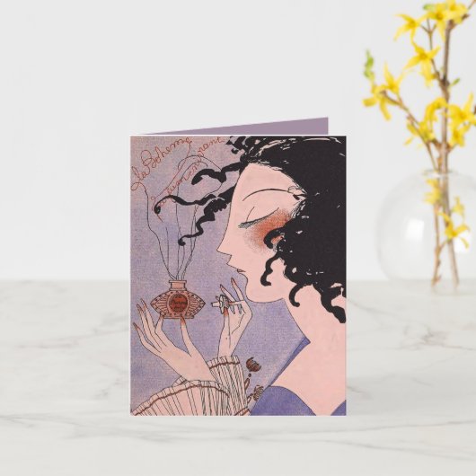 Art Deco French parfum en Note card Kaart (Gele Bloem)