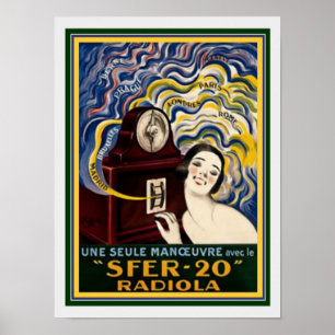 Art Deco French Radiola Poster 12 x 16