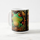 Art Deco Frog Framed Coffee mok V2, (Voorkant links)