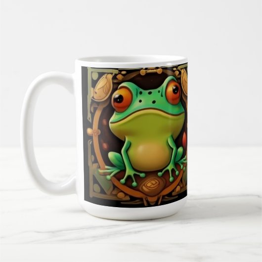 Art Deco Frog Framed Coffee mok V2, (Links)