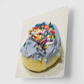 Art Deco Frosted Sugar Cookie Wall Clock Vierkante Klok (Hoek)